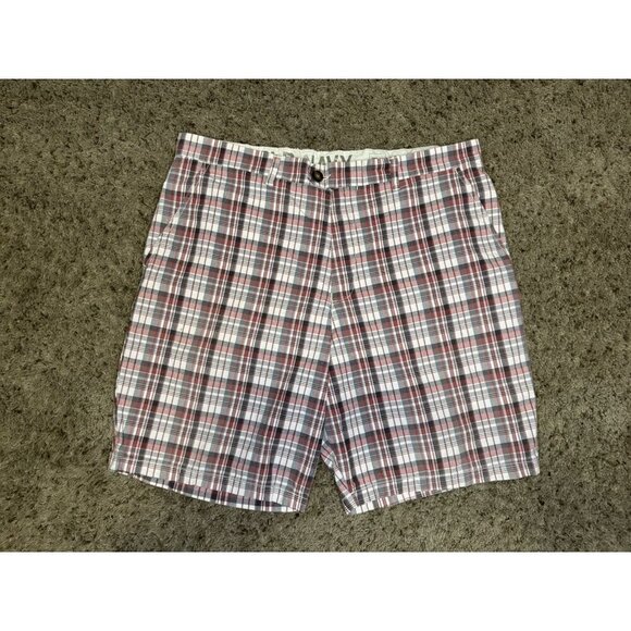 VINTAGE OLD NAVY JCREW Plaid Chino Pants Y2k 90s Beach Preppy 2 Pairs Sz 36 - Picture 4 of 9